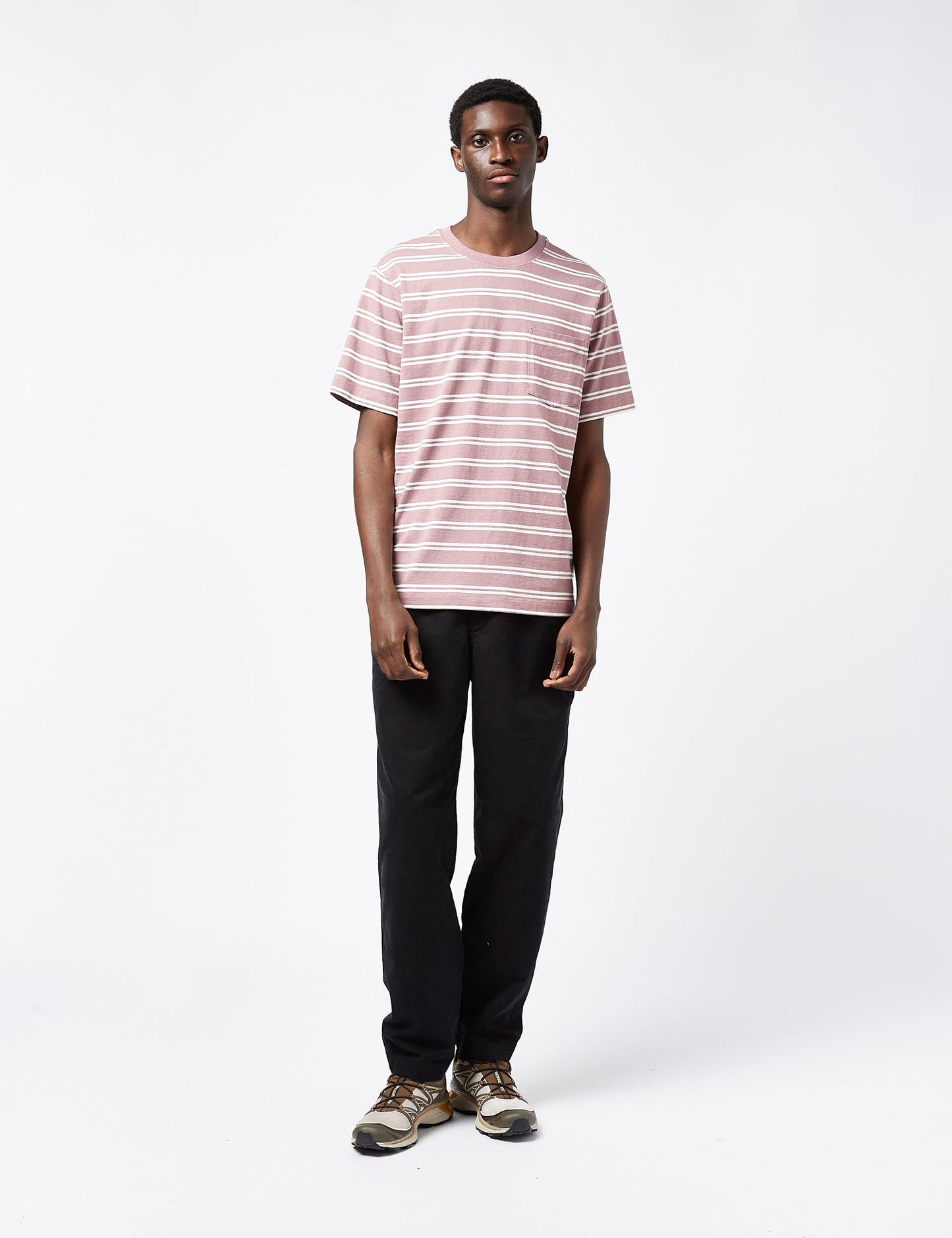 Pata Cotton in Conversion Pocket Stripe T-Shirt - Evening Mauve