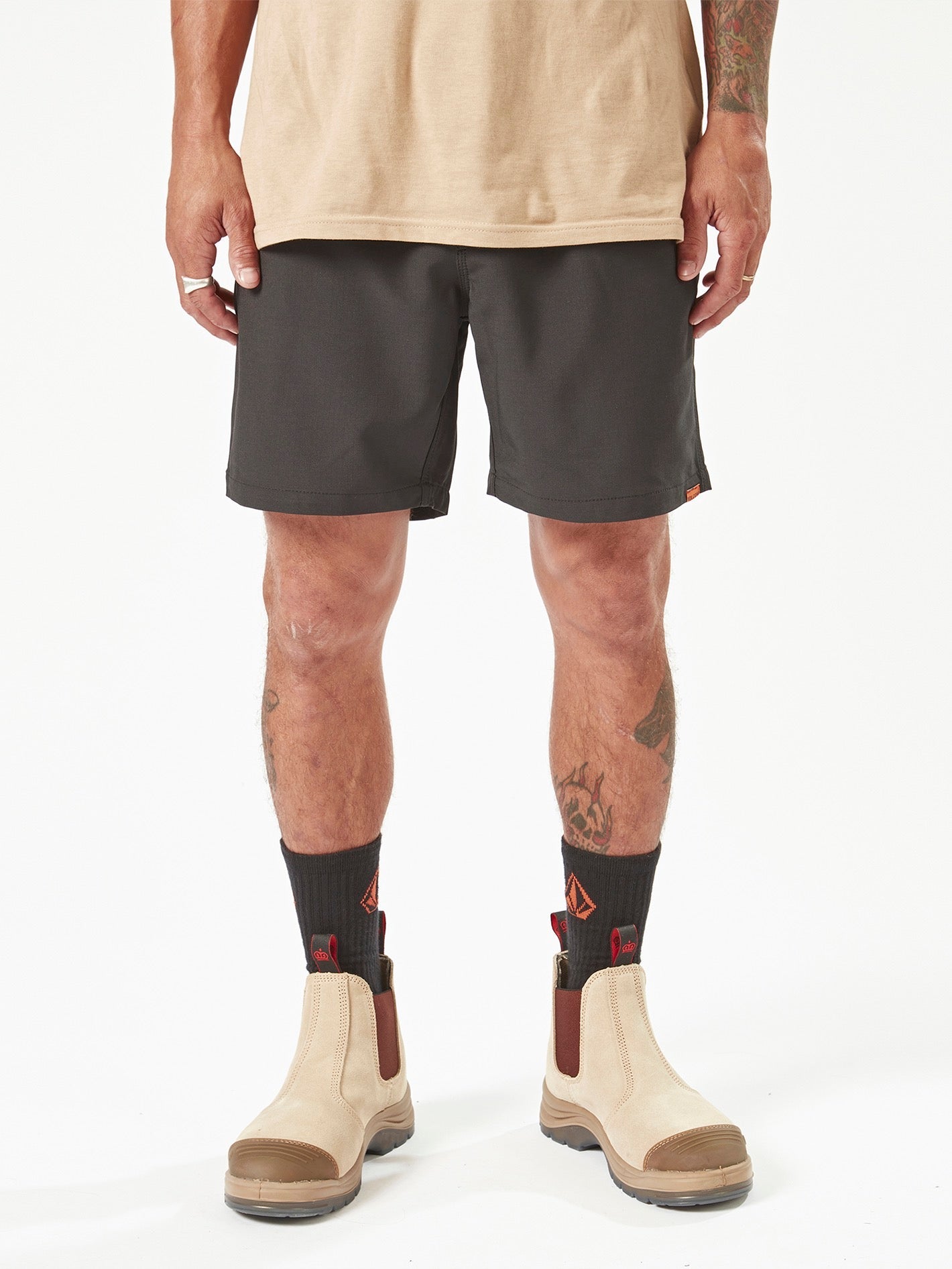 Workwear Slab Elastic Waist Hybrid Shorts