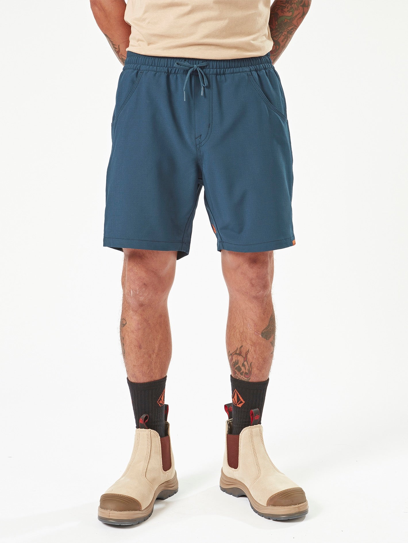 Workwear Slab Elastic Waist Hybrid Shorts