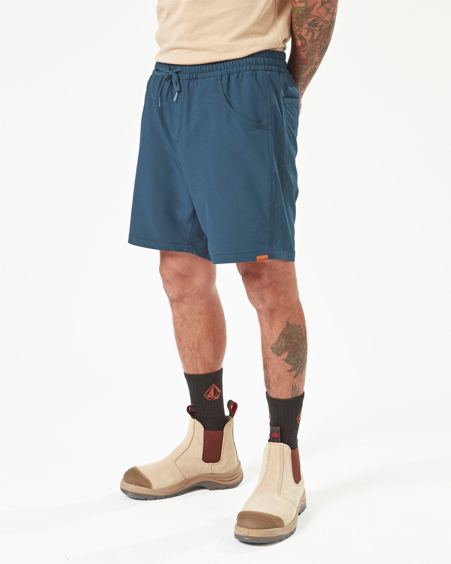 Workwear Slab Elastic Waist Hybrid Shorts