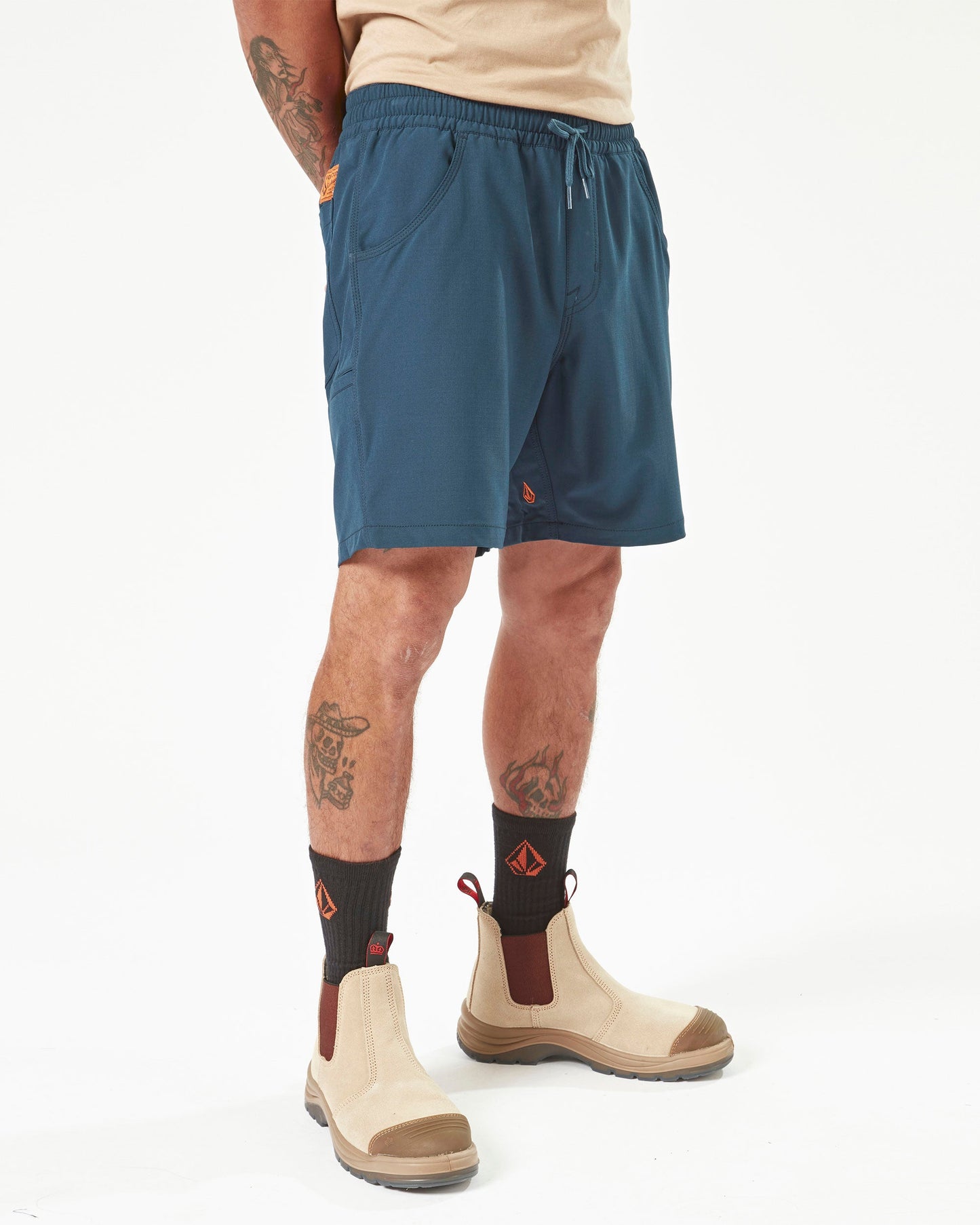 Workwear Slab Elastic Waist Hybrid Shorts